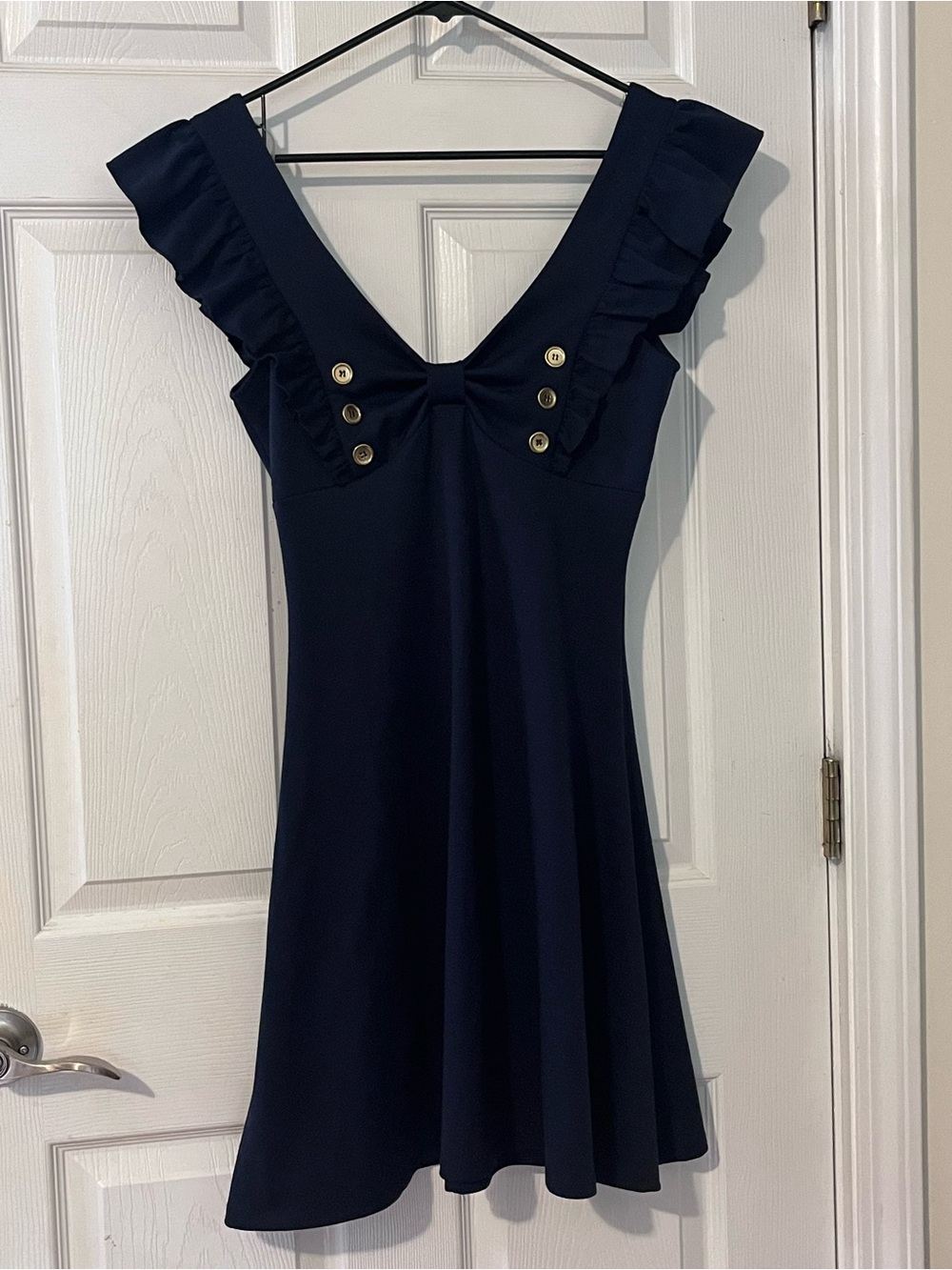 RockSteady Navy Dress with Gold Buttons